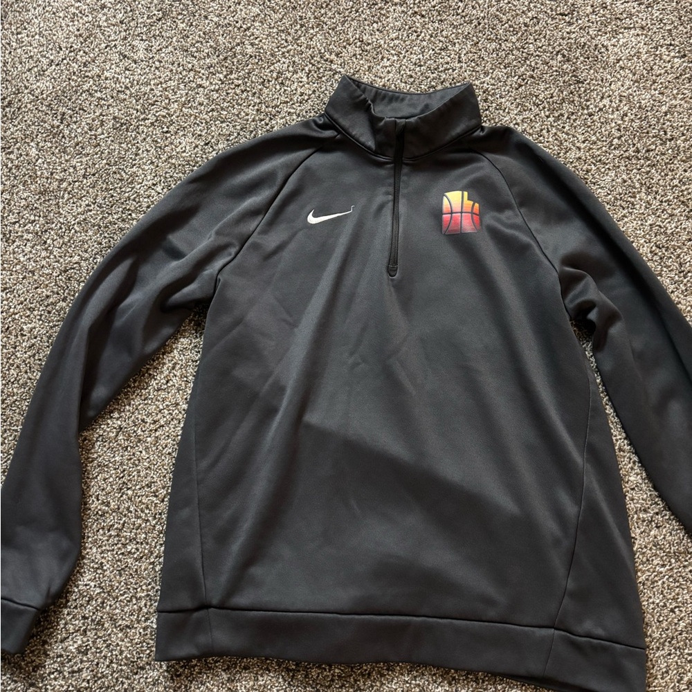 Nike Black and Multicolor Logo Quarter-Zip Top